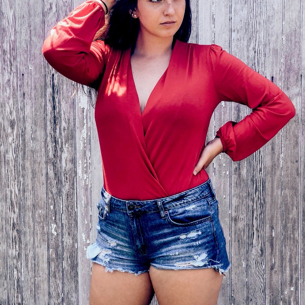 NWT red deep cut bodysuit- multiple sizes!